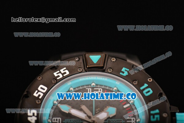 Richard Mille RM028 Swiss Valjoux 7750 Automatic PVD Case with Skeleton Dial and Blue Inner Bezel - Click Image to Close